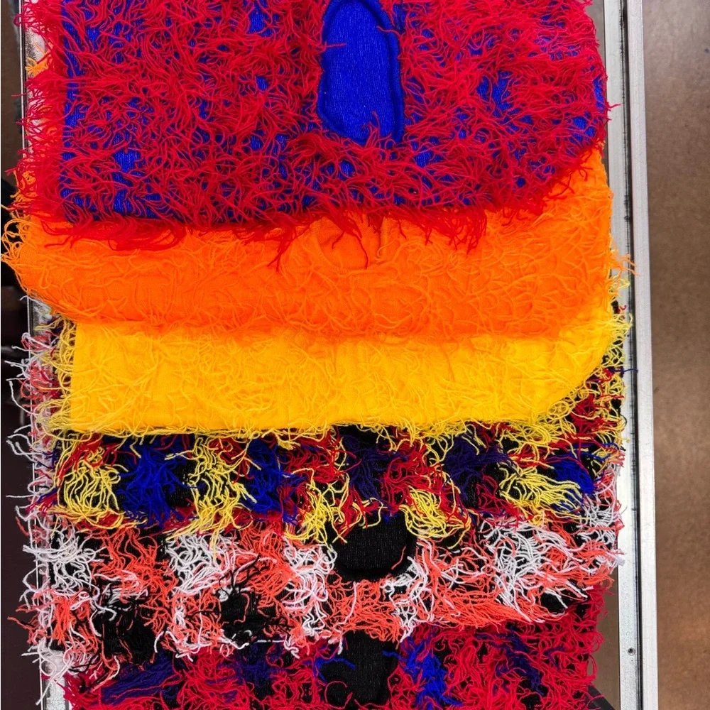 Balaclava Mask Red and Blue Fuzzy Knit